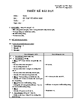 Giáo án môn Toán Lớp 2 - Tuần 17 - Bài: Ôn tập về hình học - Trịnh Vũ Ngọc Loan