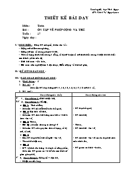 Giáo án môn Toán Lớp 2 - Tuần 17 - Bài: Ôn tập về phép cộng và trừ 3 - Phùng Thị Tiết