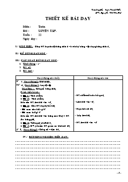 Giáo án môn Toán Lớp 2 - Tuần 22 - Bài: Luyện tập chung - Nguyễn Thị Thu Hà