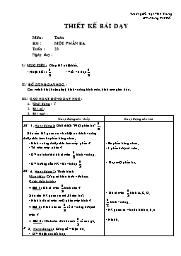 Giáo án môn Toán Lớp 2 - Tuần 23 - Bài: Một phần ba - Phùng Thị Tiết