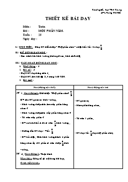 Giáo án môn Toán Lớp 2 - Tuần 25 - Bài: Một phần năm - Phùng Thị Tiết