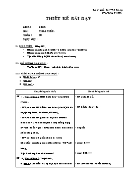 Giáo án môn Toán Lớp 2 - Tuần 30 - Bài: Mili mét - Phùng Thị Tiết