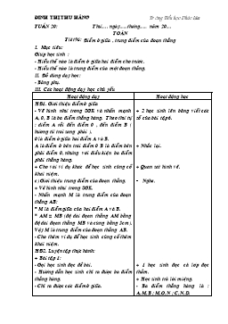 Giáo án môn Toán Lớp 3 - Tuần 20 - Đinh Thị Thu Hằng