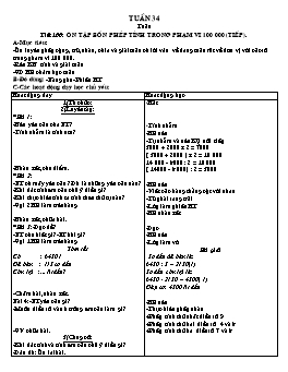 Giáo án môn Toán Lớp 3 - Tuần 34