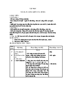 Giáo án Tập đọc Lớp 2 - Tiết 28, 29: Sáng kiến của bé Hà