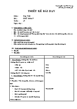 Giáo án Tập viết Lớp 2 - Tuần 19 - Bài: Chữ hoa P - Huỳnh Thị Huyền