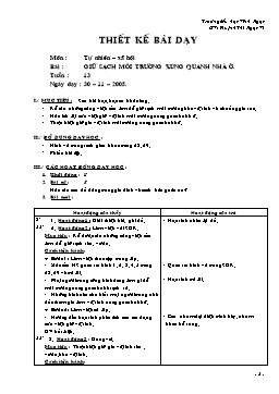 Giáo án Tự nhiên và xã hội Lớp 2 - Tuần 13 - Bài: Giữ sạch môi trường xung quanh nhà ở - Huỳnh Thị Ngọc Vi