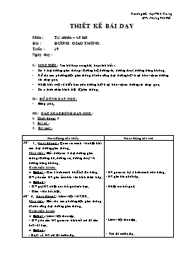 Giáo án Tự nhiên và xã hội Lớp 2  - Tuần 19 - Bài: Đường giao thông - Phùng Thị Tiết