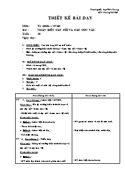 Giáo án Tự nhiên và xã hội Lớp 2 - Tuần 30 - Bài: Nhận biết cây cối và các con vật - Phùng Thị Tiết