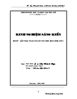 Sáng kiến kinh nghiệm Hướng dẫn giải toán có lời văn cho học sinh lớp 1 - Lưu Thị Chinh Nga