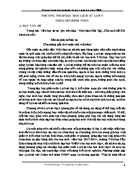 Sáng kiến kinh nghiệm Phương pháp dạy học Lịch sử lớp 5 theo mô hình VNEN