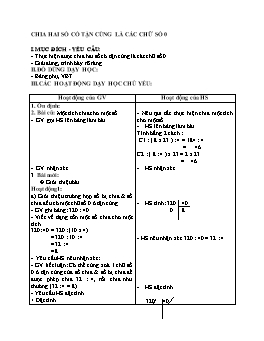 Giáo án môn Toán Lớp 4 - Bài: Chia hai số có tận cùng là các chữ số 0