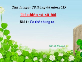 Bài giảng môn Tự nhiên và xã hội Lớp 1 - Bài 1: Cơ thể chúng ta - Lê Thị Hoa