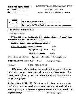 Đề kiểm tra chất lượng định kì cuối học kỳ II môn Tiếng Việt Lớp 1, 2, 3, 4, 5 (Phần đọc) - Năm học 2015-2016 - Trường Tiểu học Tân Trường II (Có đáp án)