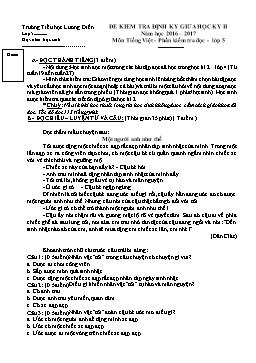 Đề kiểm tra định kỳ giữa học kỳ II môn Tiếng Việt Lớp 5 (Phần đọc, viết) - Năm học 2016-2017 - Trường Tiểu học Lương Điền (Có đáp án)