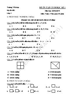 Đề ôn tập cuối học kì 1 môn Toán học - Năm học 2018-2019 (Có ma trận)