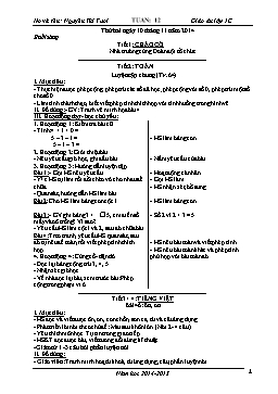 Giáo án điện tử Lớp 1 - Tuần 12 - Năm học 2014-2015 - Nguyễn Thị Tươi