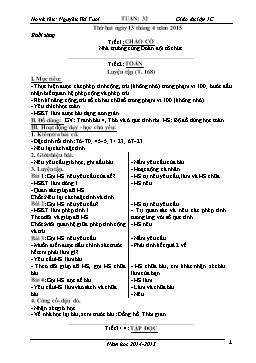 Giáo án điện tử Lớp 1 - Tuần 32 - Năm học 2014-2015 - Nguyễn Thị Tươi