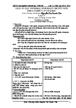 Bài giảng môn Tự nhiên & Xã hội Lớp 1 - Bài 13: Công việc ở nhà - Nguyễn Thị Thanh Tân