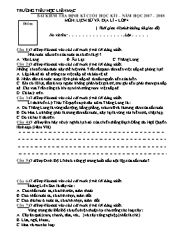 Bài kiểm tra định kì cuối học kì I môn Lịch sử và Địa lí Lớp 4 - Năm học 2017-2018 - Trường Tiểu học Liên Mạc (Có đáp án)