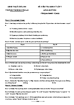 Bài kiểm tra định kỳ môn Ngữ văn Lớp 7 - Trường THCS Chu Văn An (Có đáp án)