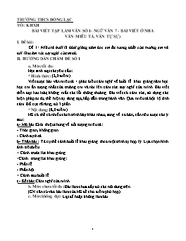 Bài viết tập làm văn số 1 môn Ngữ văn Lớp 7 - Trường THCS Đồng Lạc (Có đáp án)