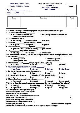 Đề kiểm tra bài số 2 môn Tiếng Anh Lớp 9 - Năm học 2014-2015 - Trường THCS Chu Văn An (Có đáp án)
