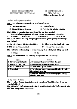 Đề kiểm tra môn Ngữ văn 6 - Trường THCS Chu Văn An (Có đáp án)
