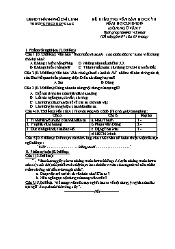 Đề kiểm tra văn bản học kỳ II môn Ngữ văn 7 - Năm học 2018-2019 - Trường THCS Đồng Lạc (Có đáp án)