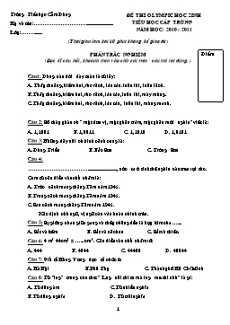 Đề thi olympic học sinh tiểu học cấp trường - Năm học 2010-2011 - Trường Tiểu học Cẩm Đông (Có đáp án)