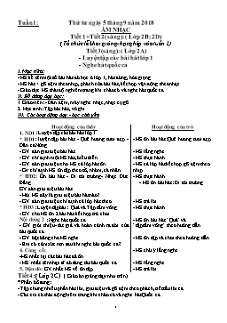 Giáo án môn Âm nhạc Lớp 2 - Chương trình cả năm - Năm học 2018-2019