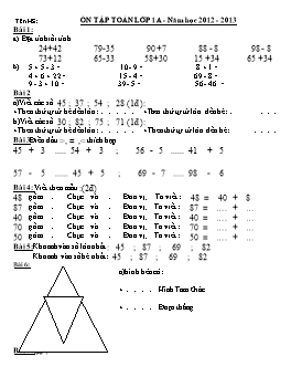 Ôn tập Toán Lớp 1 - Năm học 2012-2013