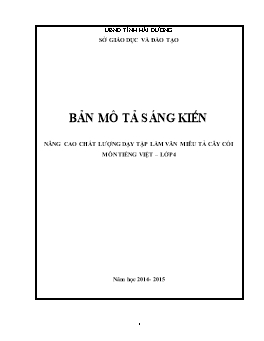 Sáng kiến kinh nghiệm Nâng cao chất lượng dạy Tập làm văn miêu tả cây cối lớp 4