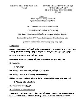 Tổ chức hoạt động giáo dục ngoài giờ lên lớp tháng 4 Khối 3 - Năm học 2020-2021 - Trường Tiểu học Định Sơn