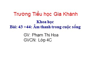 Bài giảng Khoa học Lớp 4 - Âm thanh trong cuộc sống - Năm học 2019-2020 - Phạm Thị Hoa