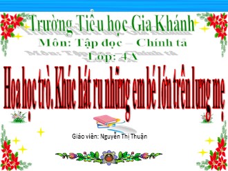 Bài giảng Tiếng Việt Lớp 4 - Tập đọc Hoa học trò, khúc hát ru những em bé trên lưng mẹ - Năm học 2019-2020 - Nguyễn Thị Thuận