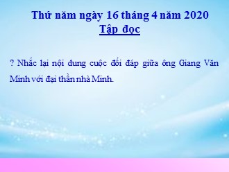 Bài giảng Tiếng Việt Lớp 5 - Tập đọc Tiếng rao đêm - Năm học 2019-2020