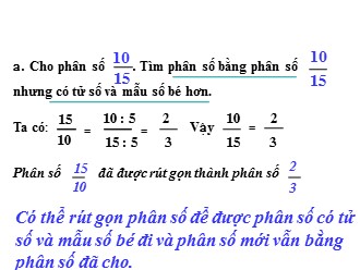 Bài giảng Toán Lớp 4 - Rút gọn phân số