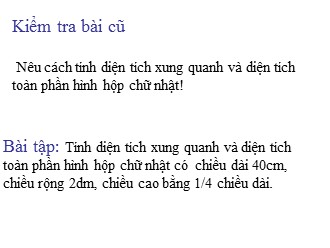 Bài giảng Toán Lớp 5 - Thể tích của một hình - Năm học 2019-2020