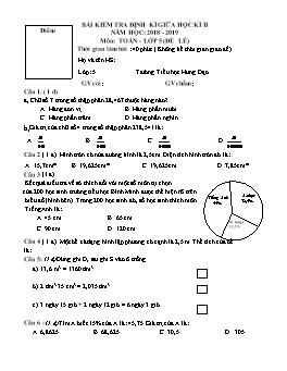 Bài kiểm tra định kì giữa học kì II môn Toán Lớp 5 - Năm học 2018-2019 (Có đáp án)