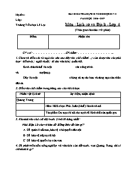 Bài kiểm tra định kỳ cuối học kỳ II môn Lịch sử và Địa lí Lớp 4 - Năm học 2016-2017 - Trường Tiểu học Lê Lợi