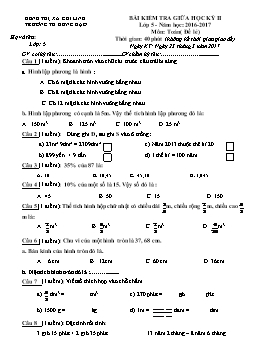 Bài kiểm tra giữa học kỳ II môn Toán Lớp 5 - Năm học 2016-2017 - Trường Tiểu học Hưng Đạo (Có đáp án)