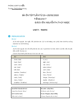 Bài ôn tập môn Tiếng Anh Lớp 7 - Nguyễn Thị Thúy Ngọc