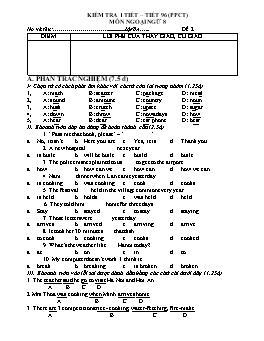 Đề kiểm tra 1 tiết môn Ngoại ngữ Lớp 8 (Tiết 96) - Đề 2 (Có đáp án)