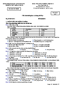 Đề kiểm tra chất lượng học kì II môn Địa lí Lớp 10 - Trường THPT Quang Bình - Mã đề thi 357 (Có đáp án)