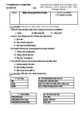 Đề kiểm tra định kì cuối học kì II môn Khoa học Lớp 5 - Năm học 2013-2014 - Trường Tiểu học Trường Thành (Có đáp án)