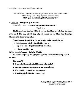 Đề kiểm tra định kì cuối học kì II môn Tiếng Việt Lớp 2 (Phần viết) - Năm học 2013-2014 - Trường Tiểu học Trường Thành (Có đáp án)