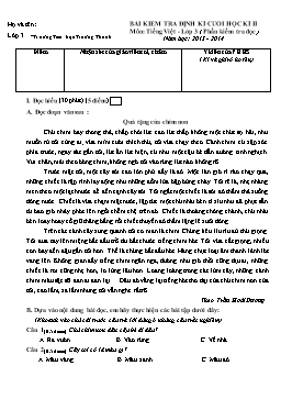 Đề kiểm tra định kì cuối học kì II môn Tiếng Việt Lớp 3 (Phần đọc) - Năm học 2013-2014 - Trường Tiểu học Trường Thành (Có đáp án)