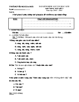 Đề kiểm tra định kì cuối học kì II môn Tiếng Việt, Toán Lớp 2 - Năm học 2014-2015 - Trường Tiểu học Gia Hòa