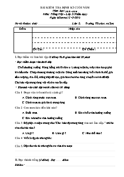 Đề kiểm tra định kì cuối năm môn Tiếng Việt Lớp 2 - Phần đọc - Năm học 2015-2016 - Trường Tiểu học An Sơn